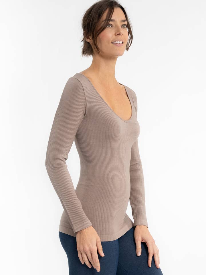 ELIETIAN - Wholesale Knit Top - Women's - Ribbed Reversible Long Sleeve2