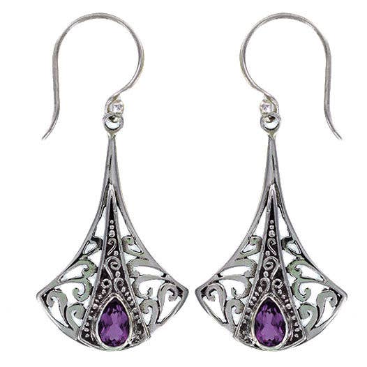 (277WAM) Amethyst Silver Drop Earring for wholesale by Vera Wolf