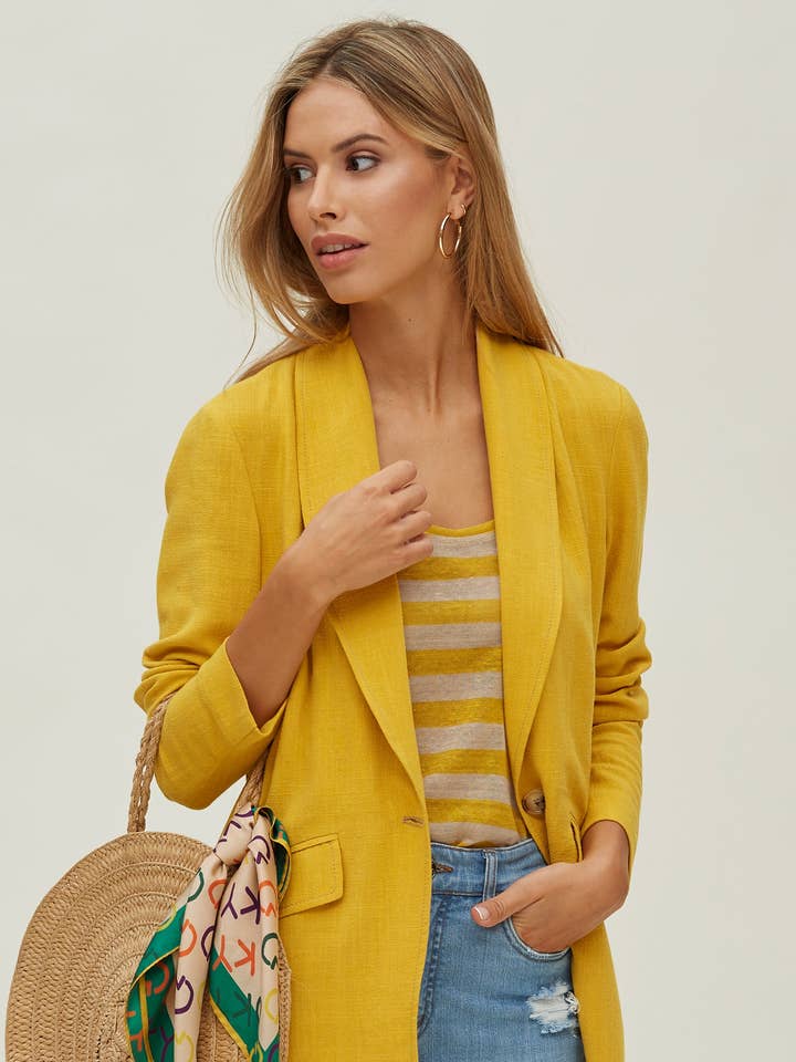 Veste en Lin Col Châle pour la vente par OKY