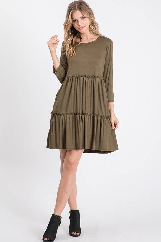 HEIMISH – wholesale Dress – Women's – SD1095S SOLID DRESS WITH RUFFLE DETAIL6