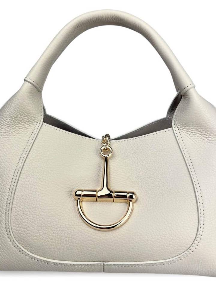 MI047OW Italian Off-White Genuine Leather Top Handle Bag for wholesale by JIJOU CAPRI
