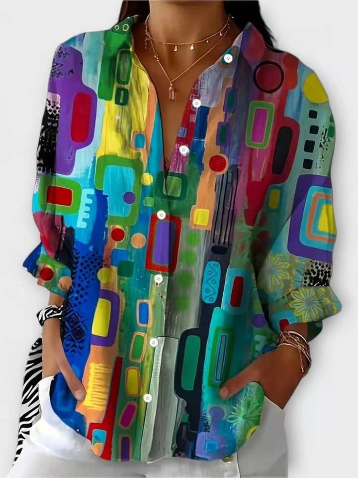 Rosa Clothing - Wholesale Shirt - Women's - Women Vintage Floral Print Long Sleeve Casual Boho Blouse7