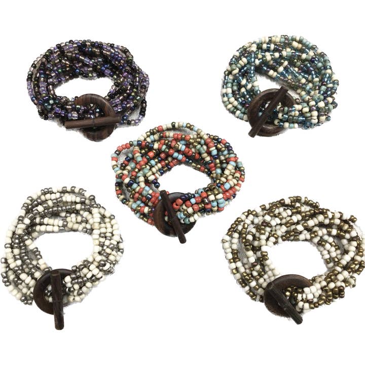 Bamboo Source Tropical Decor – wholesale Pärlarmband – Träspänne Stretch Pärlarmband - Blandade1