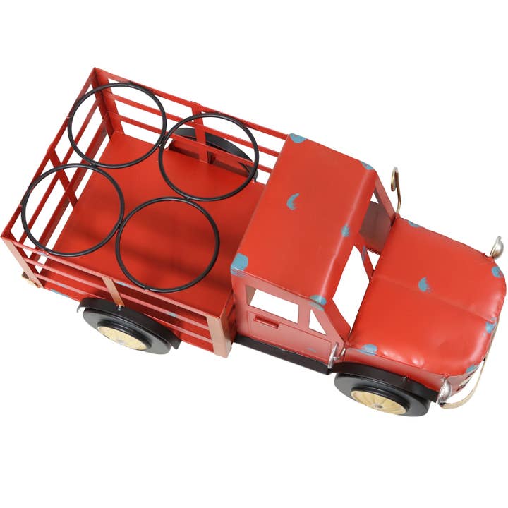 Sunnydaze Decor - Wholesale Wine Rack - Iron Sheet Rustic Red Truck Convenient Countertop Wine Rack6