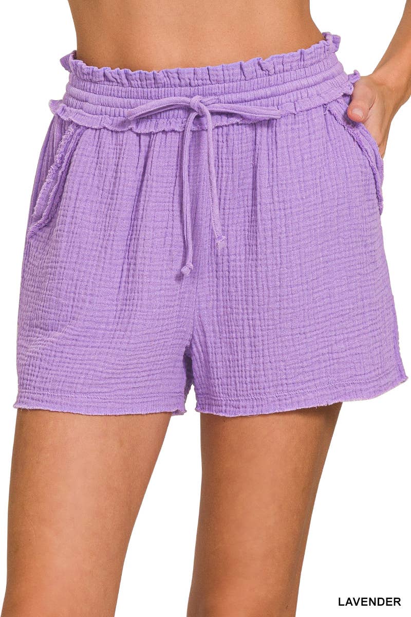 42POPS - Wholesale Shorts - Women's - ",,.._ Double Gauze Drawstring Shorts w/ Pockets11