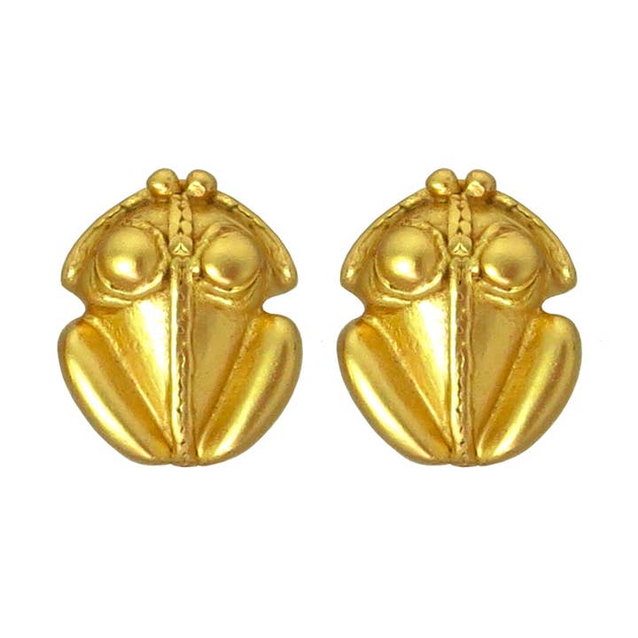 Schattige Mini Kikker 24k GP Oorstekers voor wholesale door Across The Puddle