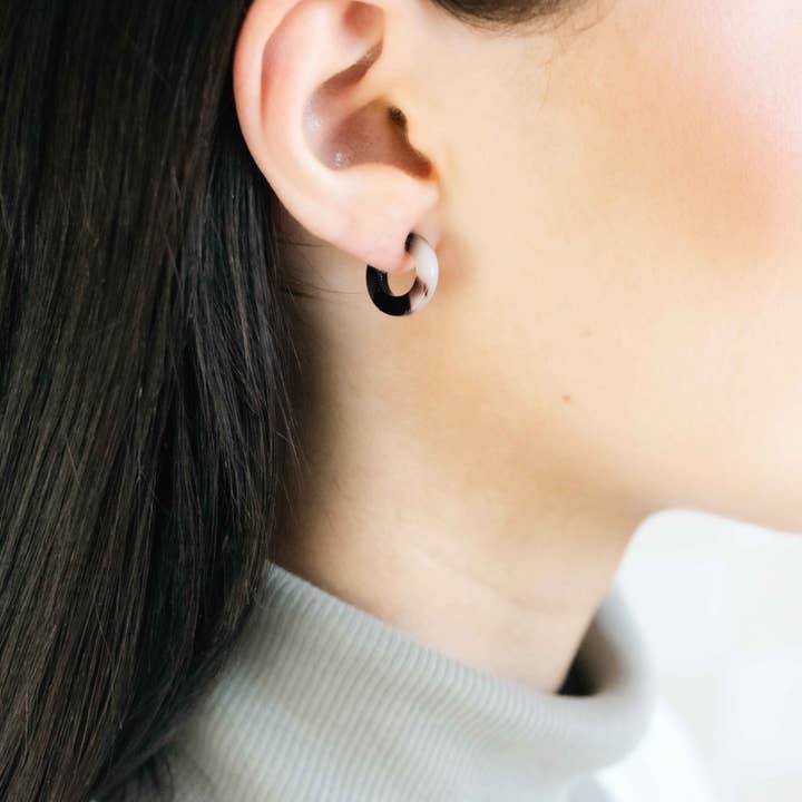 Light Tortoiseshell Huggie Hoop Earrings for wholesale by Amber & Orange