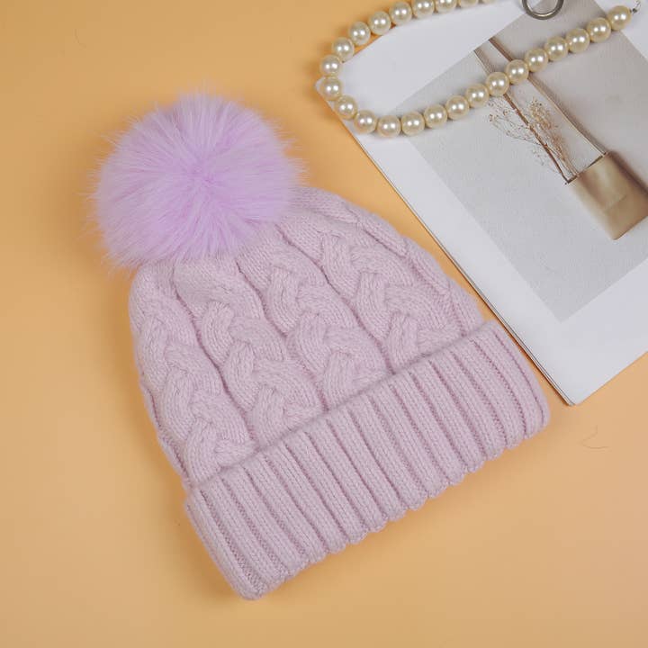 PEACH ACCESSORIES - Wholesale Beanie - Women's - Chunky Knit Pompom Hat SD1111
