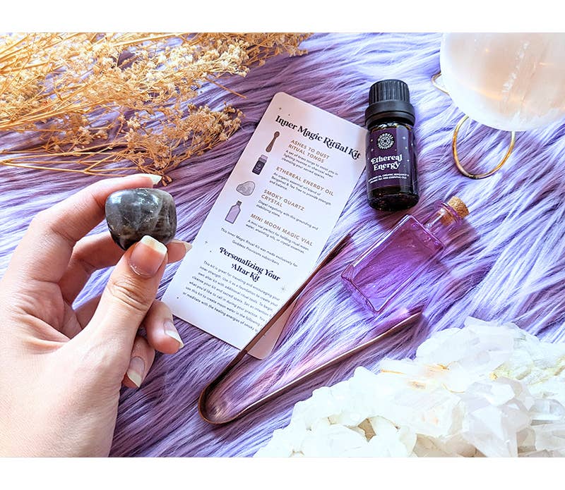 Goddess Provisions - Vendita all'ingrosso Attrezzatura per meditazione - Kit rituale da viaggio - Mini altare, set incantesimi, kit per streghe principiante2