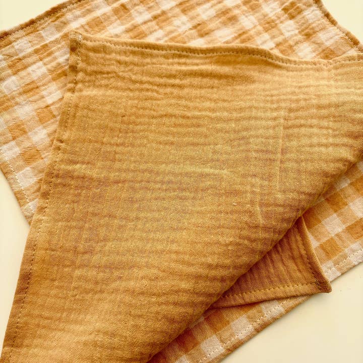 CHARMY - Wholesale Dinner & Cloth Napkin - Set of 4 Table Napkins – Double Cotton Gauze – Wheat Gingham – 40x40 cm2