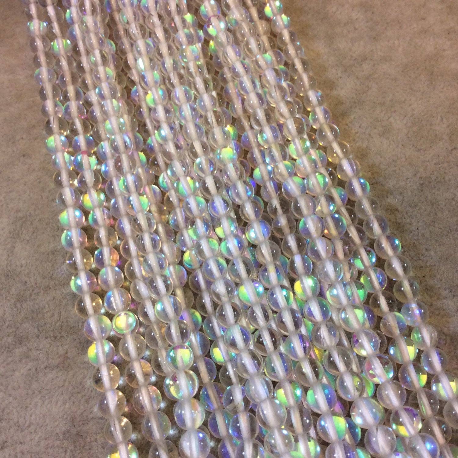 Only Beads - Wholesale Beads - Synthetic Moonstone Beads – 6mm Round, Glossy Finish0