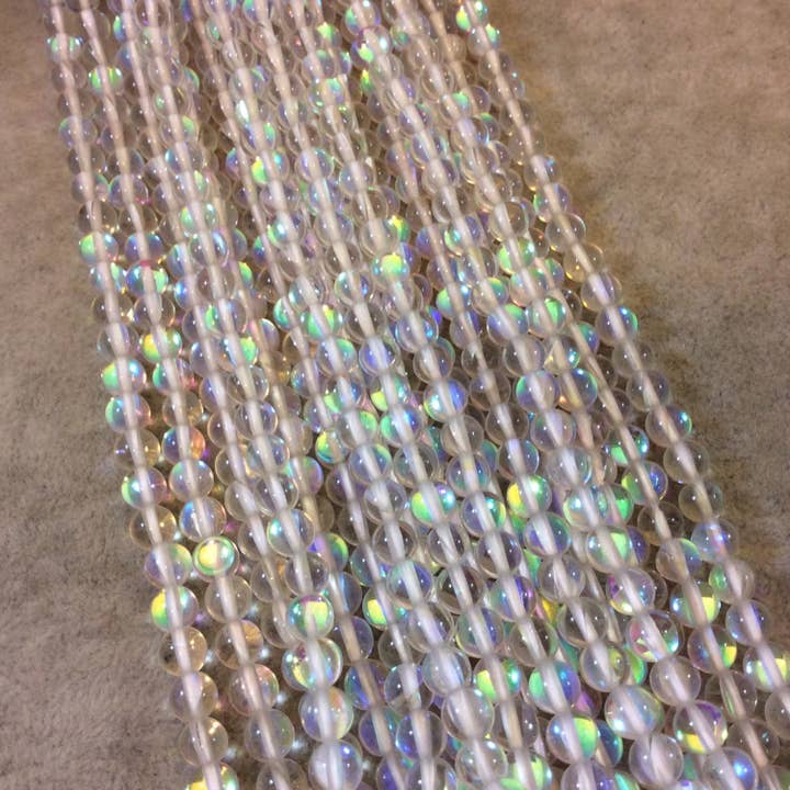 Only Beads - Venta al por mayor Cuentas - Cuentas de Piedra Lunar Sintética – 6mm Redondas, Acabado Brillante