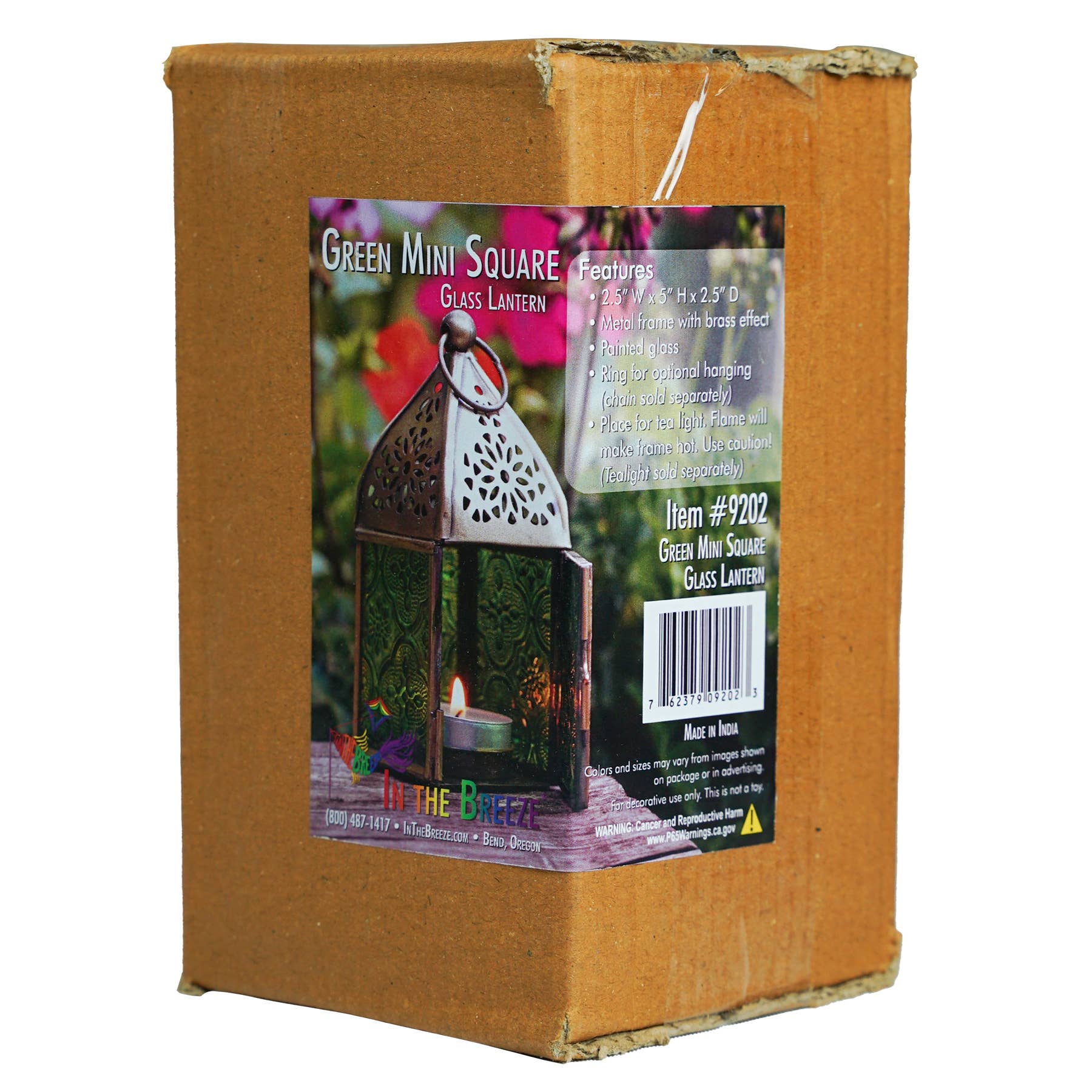 In the Breeze, LLC. - Wholesale Candle Holder - Mini Green Square Glass Tealight Lantern5