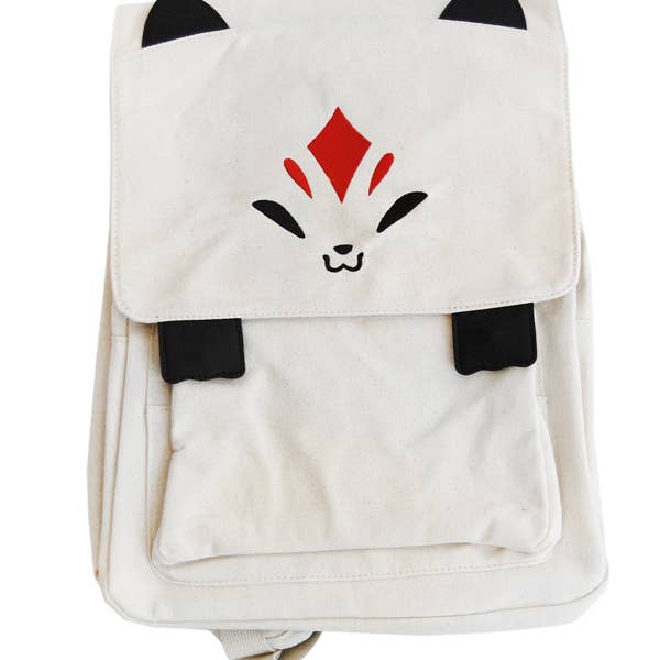 Sac à dos Queenie Fox blanc - Red Kitsune Markings pour la vente par Floral Frolic