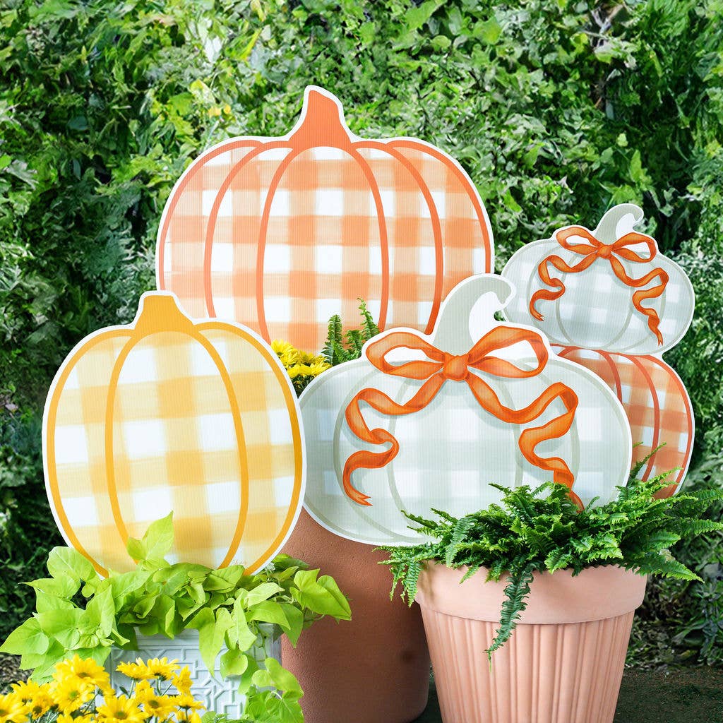 Songbird Grove Collection - Wholesale Garden/Lawn Stake - Orange Stacked Pumpkin Duo Garden Stake1