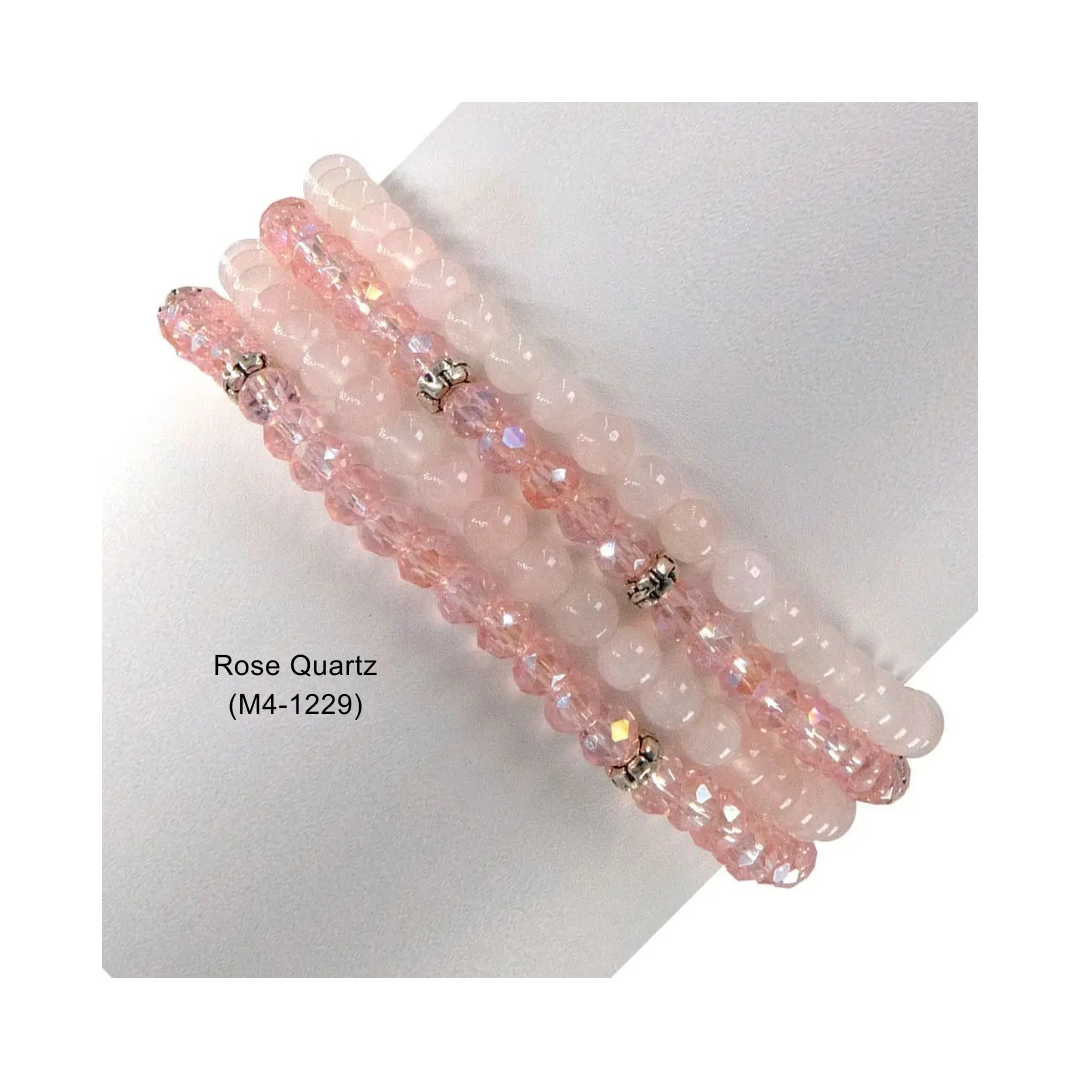 My Fun Colors - Wholesale Beaded Bracelet - Gemstone + Crystal Bead Stretch Bracelets, Set46