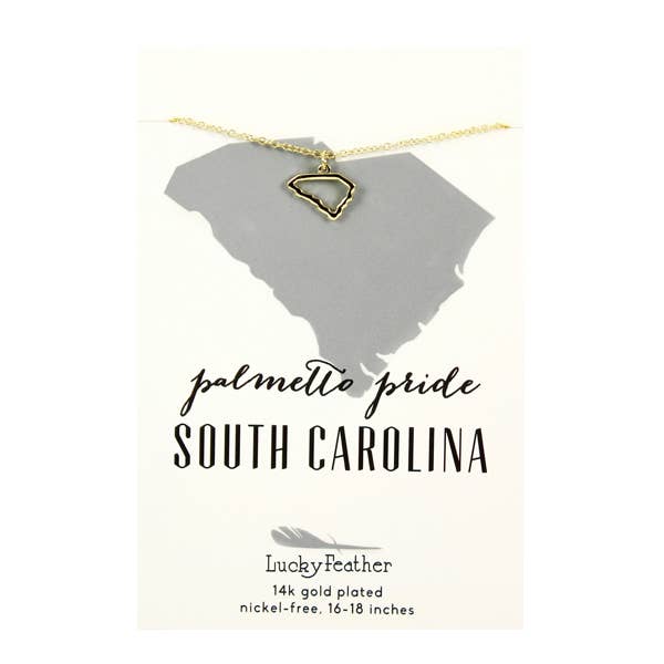 State Necklace - Gold - SOUTH CAROLINA for wholesale by Lucky Feather