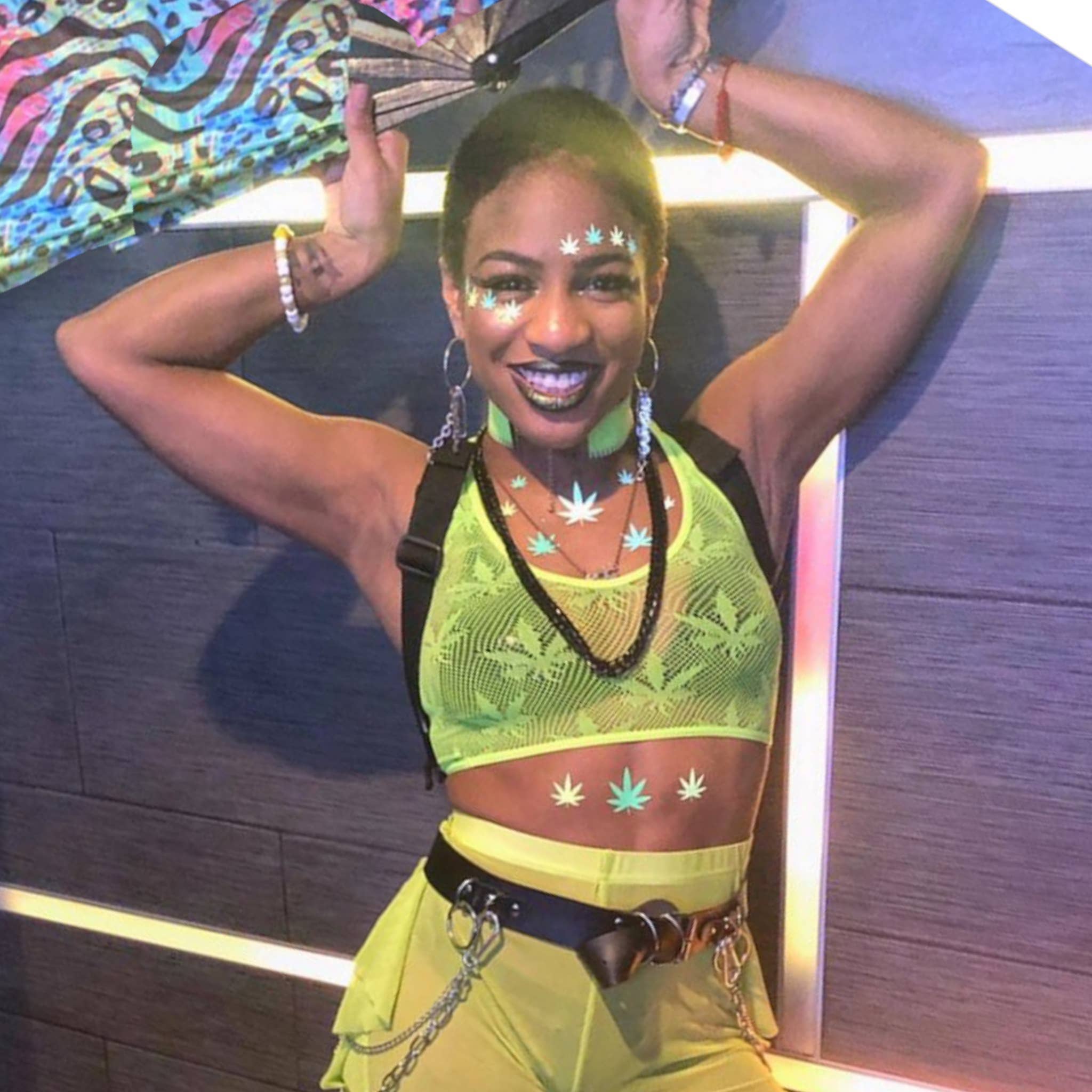 Sasswear - Wholesale Temporary Tattoo - Weed Blacklight Body Stickers-40pk4