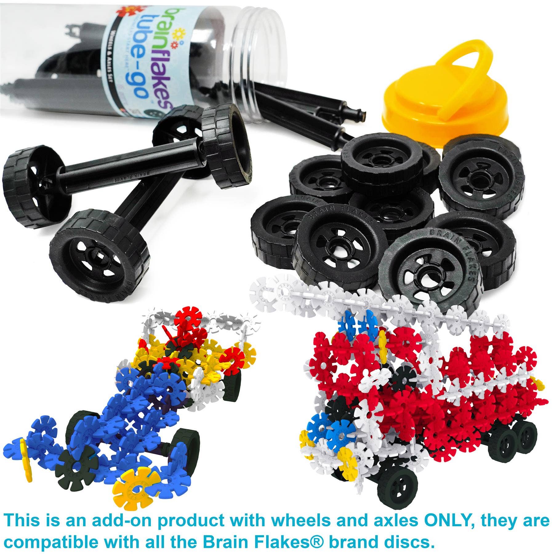 VIAHART Toy Co. - Wholesale Building Set - Kids - Brain Flakes Tube-Go - Wheels & Axles | Construction Toy2