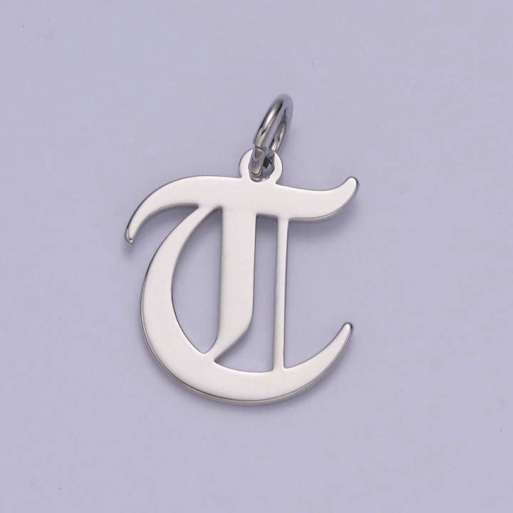 Aim Eternal - Wholesale Individual Charm/Pendant - Gothic Letter Charm, Alphabet Charm, Silver Letter Charm, 26 Letters Initial Charms Old English Letter Pendant A690~A70219