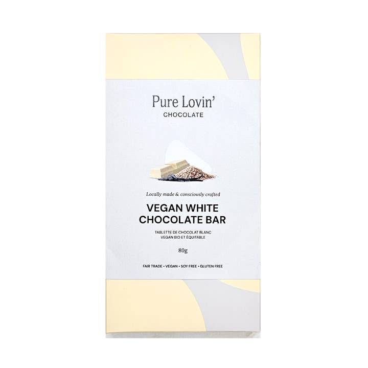 Fair Trade White Chocolate Bar - Vegan/Gluten Free for wholesale by Pure Lovin' Chocolate