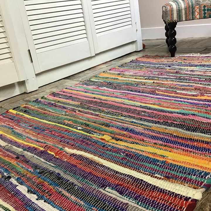 Second Nature Online - Venta al por mayor Alfombra pequeña - Alfombra de trapo SHANTI Shabby Chic, multicolor, diseño de tejido plano7