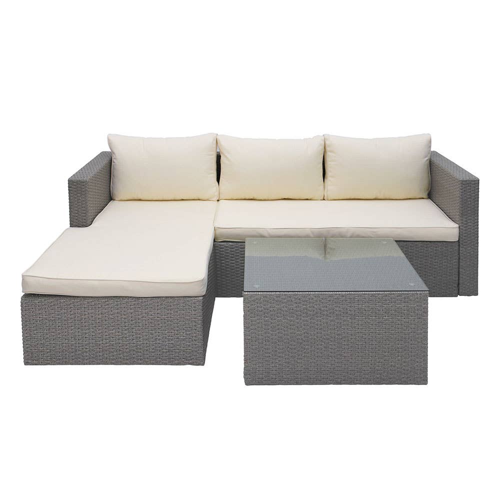 Abble - Wholesale Patio Set - Wicker Outdoor Corner Lounge Seating Set (Grey)  300513-GR1