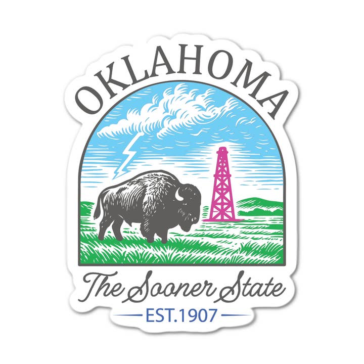 Oklahoma The Sooner State Est. 1907 Sticker for wholesale by Stick-It Expressions
