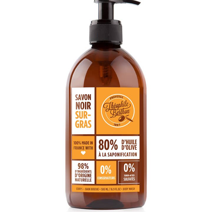 Theophile Berthon - Wholesale Body Wash/Shower Gel - SURGRAS BLACK SOAP - OLIVE POMACE OIL. ORANGE BLOSSOM