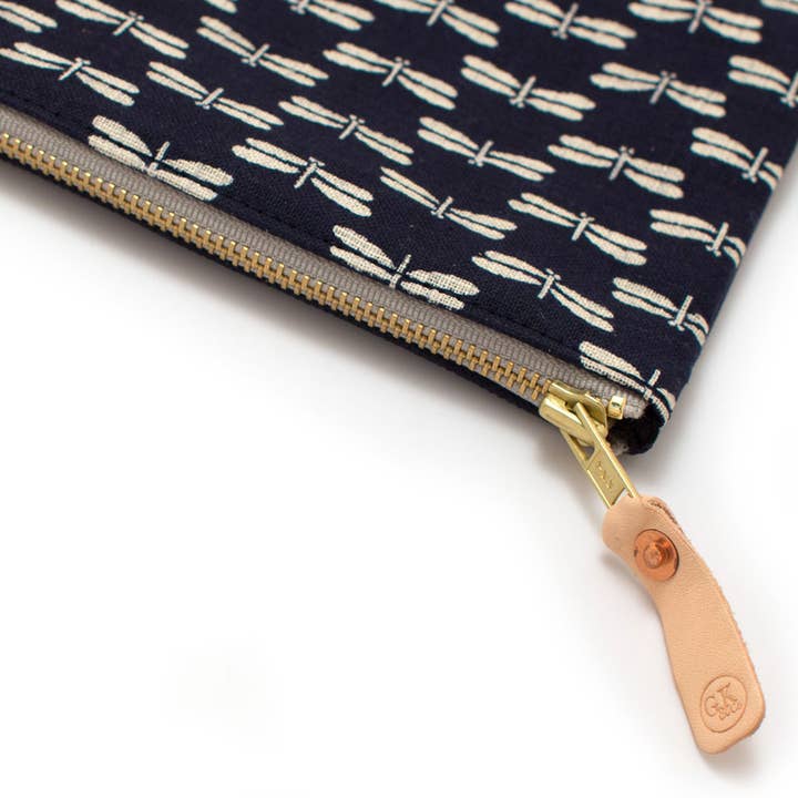 General Knot & Co. - Wholesale Pouch - Women's - Japanese Indigo Dragonflies Zipper Pouch2