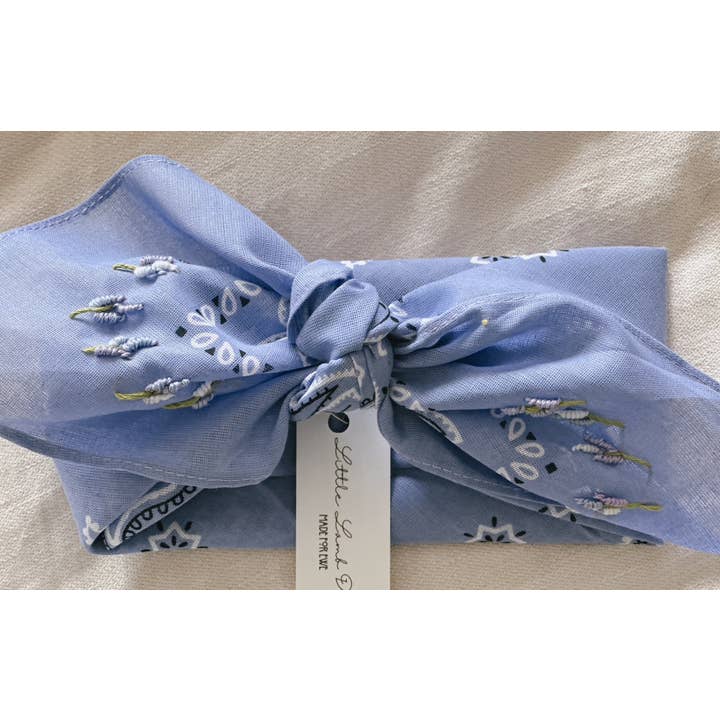Little Lamb Designs - Wholesale Bandana - Women's - Purple Bandana With Embroidered Lavender Flowers | Headband