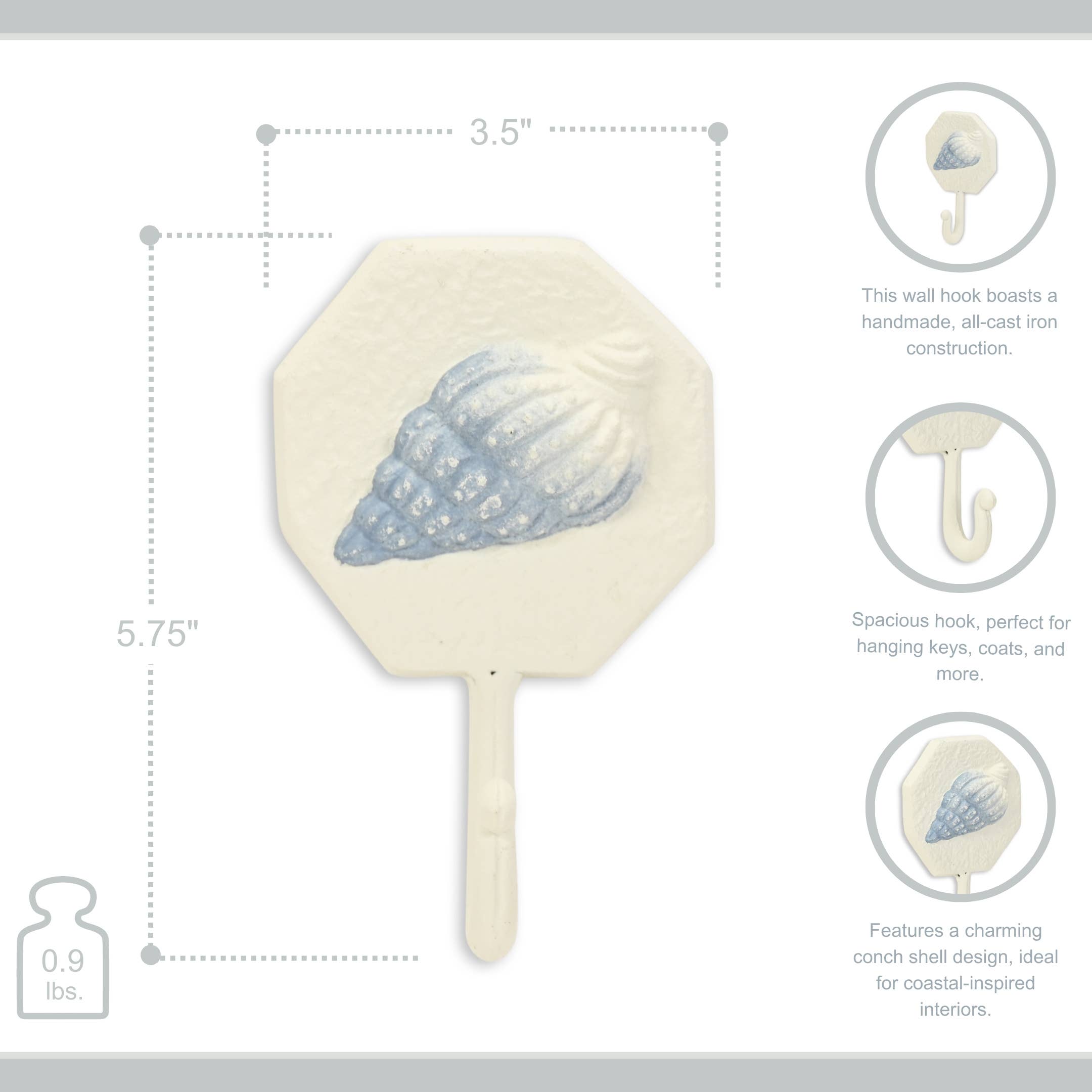 Cheungs Home Decor - Wholesale Wall Hook - Solva Coastal Colored Cast Iron Wall Hook2