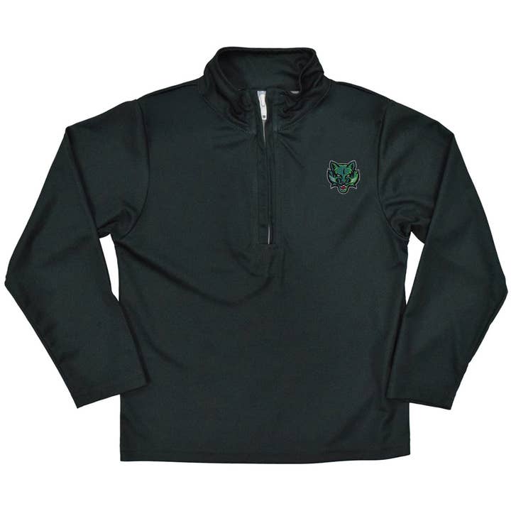 Binghamton University Bearcats Embroidered Hunter Green Solid Quarter Zip Pullover for wholesale by Vive La Fete