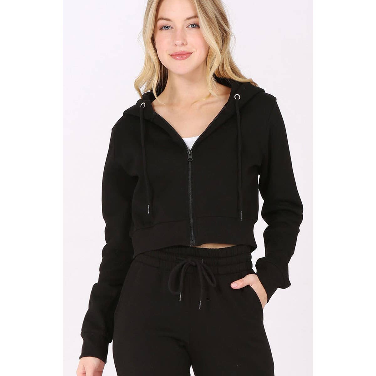UP CLOTHING - Wholesale Hoodie - Women's - Cropped Fleece Zip Up Hoodie Jacket21