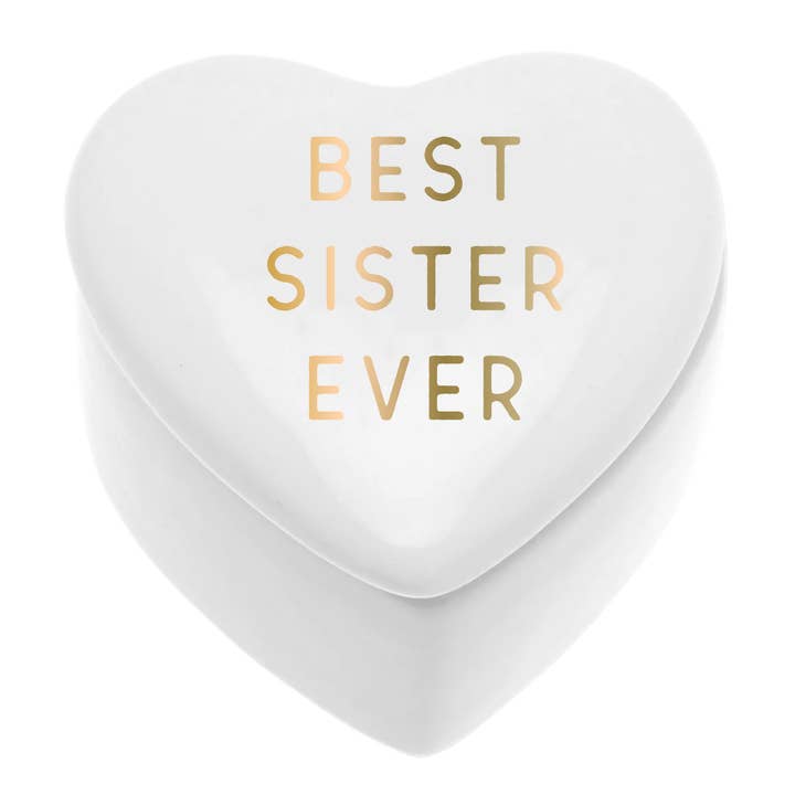 Ceramic Heart Shaped Trinket Box | Best Sister Ever for wholesale by soiree-sisters