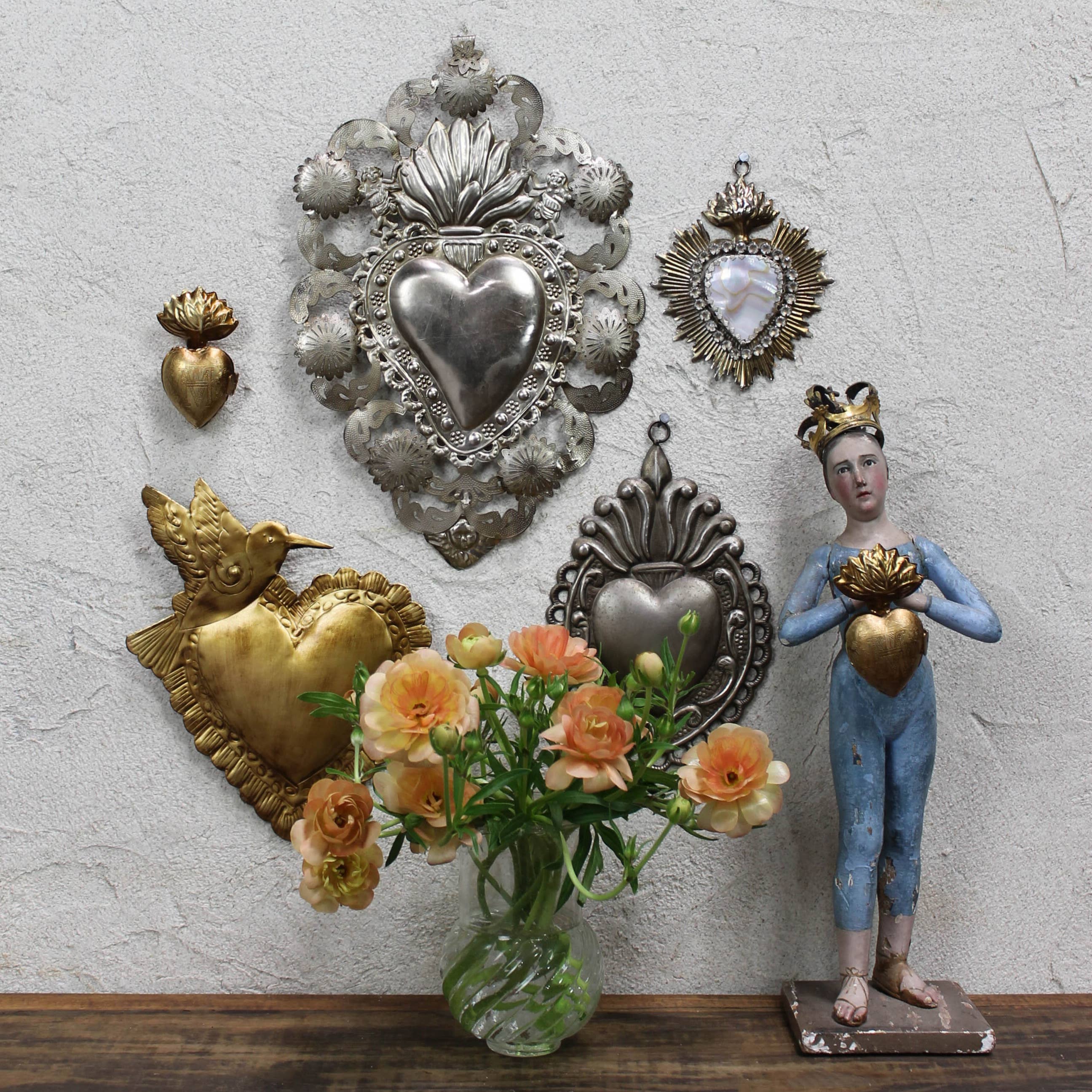 HomArt - Wholesale Ornament - Sacred Heart Milagro with Abalone1