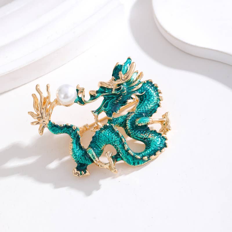Ole - Wholesale Brooch - Chinese Style Auspicious Dragon Brooch Pin 10