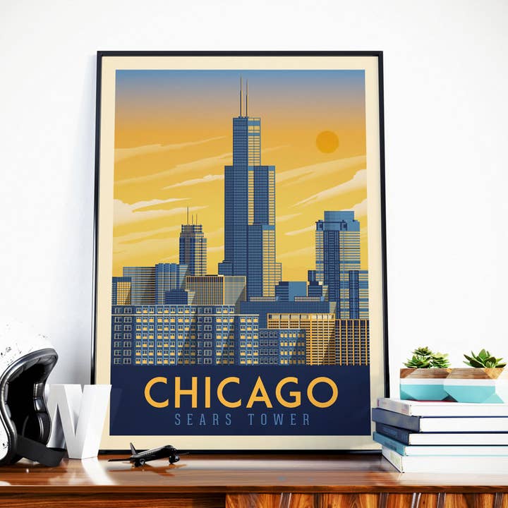Chicago Illinois - United States Travel Poster for wholesale by Olahoop Travel Posters