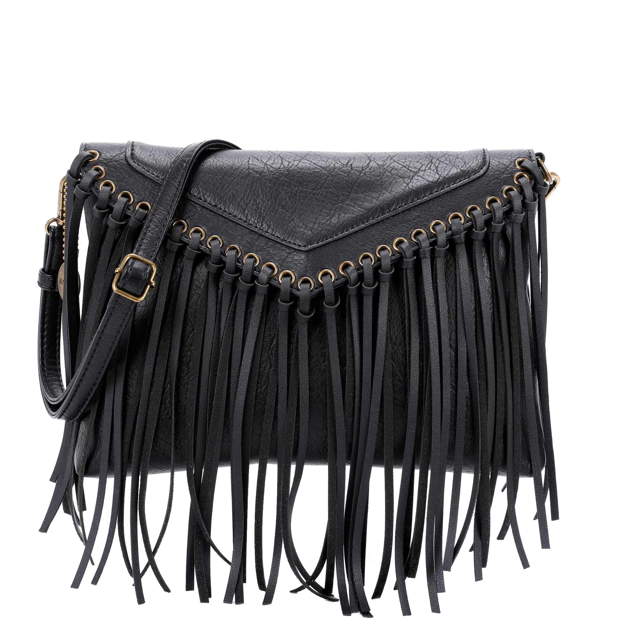 AMPERE CREATIONS - Wholesale Crossbody Bag - Women's - Dallas Classic Vegan Leather Western Fringe Crossbody Bag0