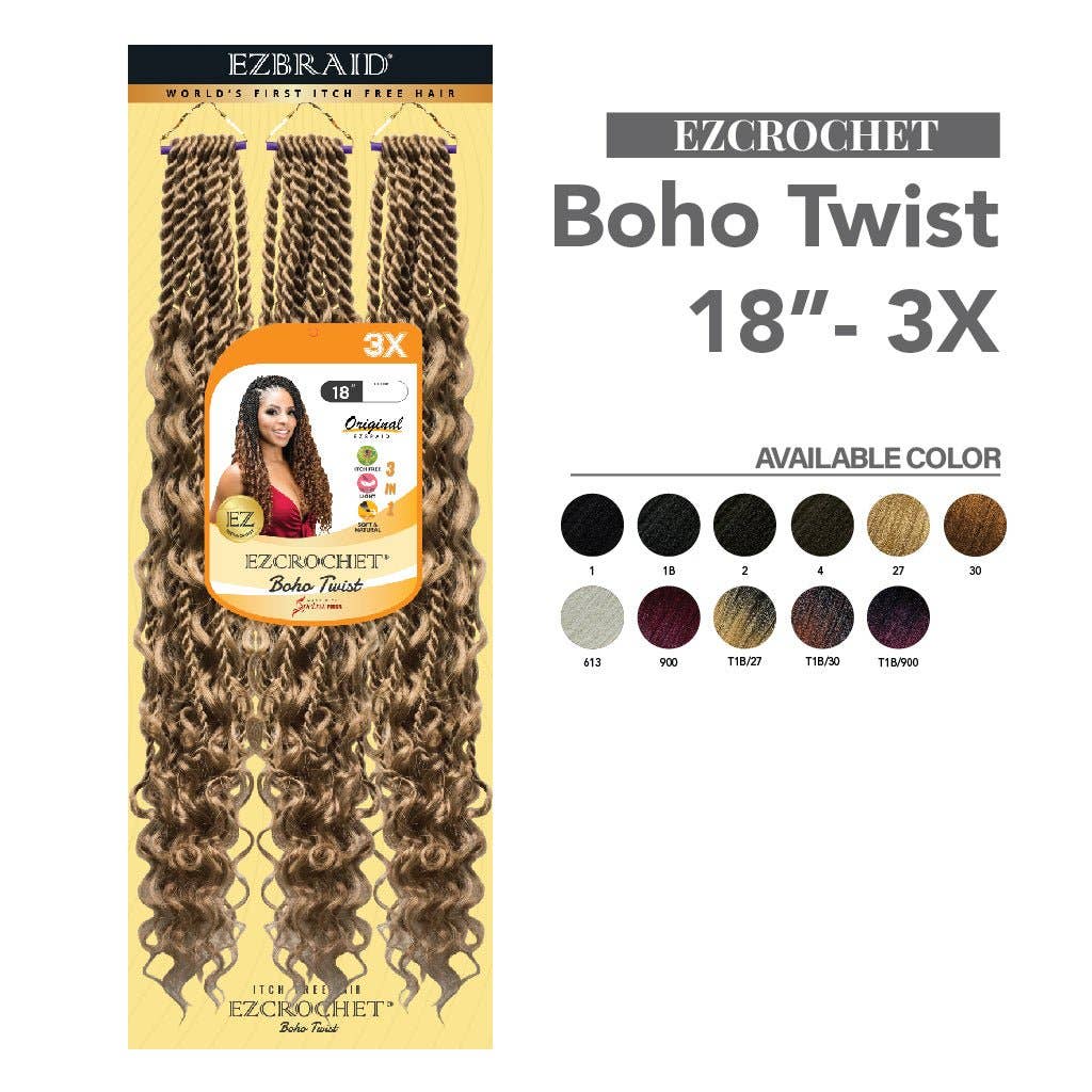 EZBRAID UK - Wholesale Hair Extensions - EZCROCHET Boho Twist 18"-3X1