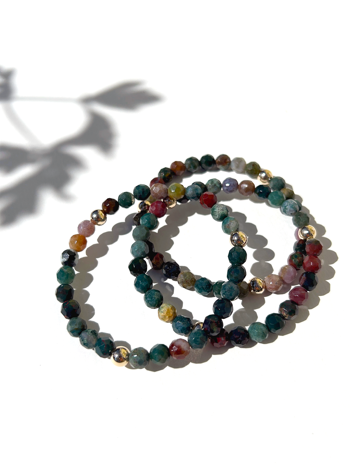 Kaylie Dawn Jewelry - Wholesale Beaded Bracelet - Green India Agate Handmade Stretchy Bracelet Gold Filled1