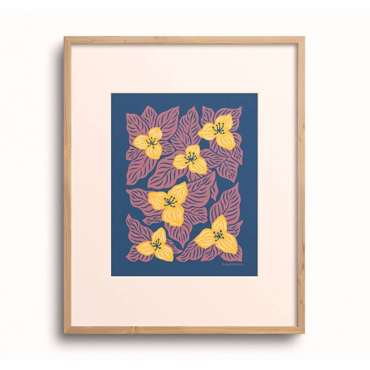 Yellow Trillium Flowers Art Print for wholesale by Nuthatch Studio