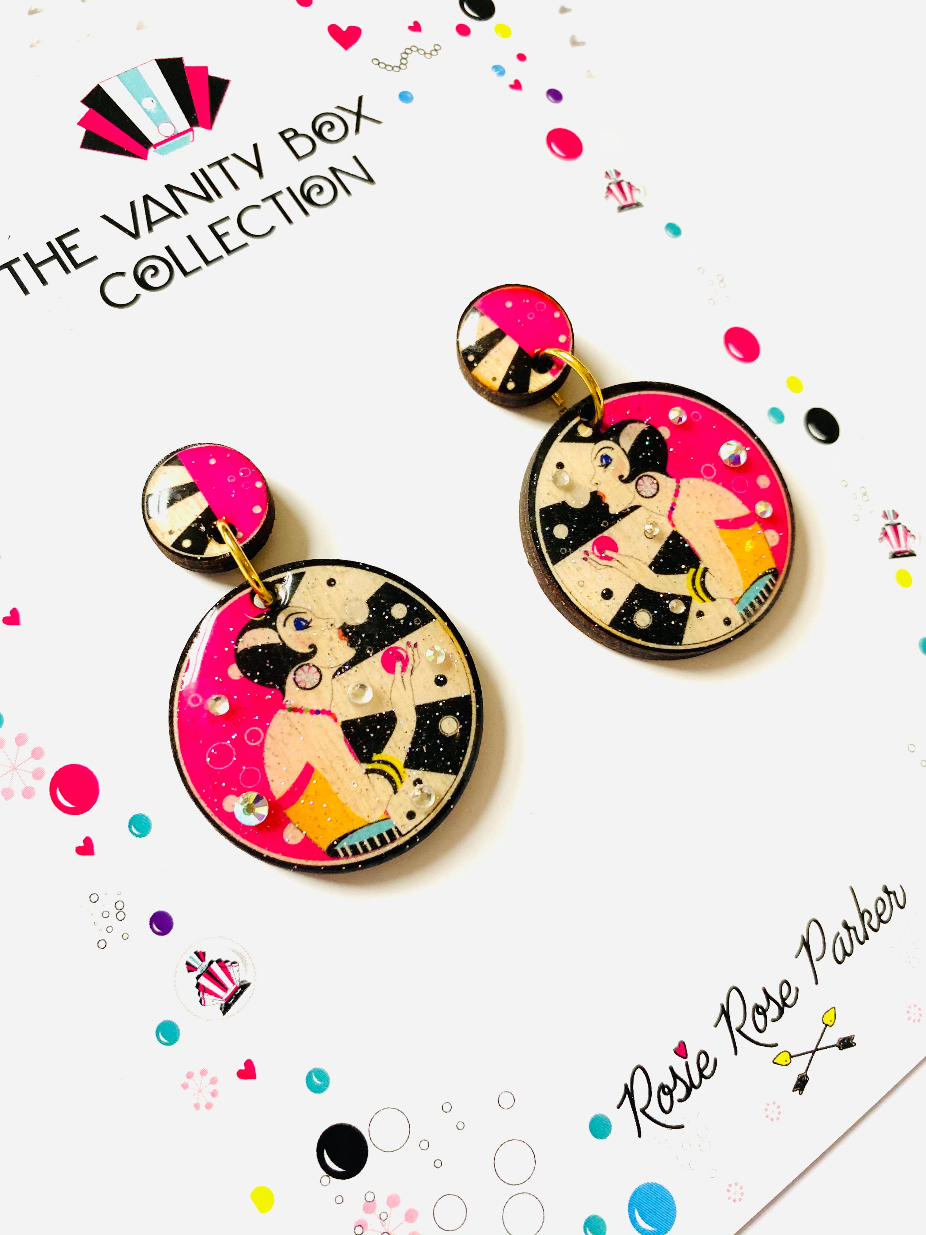 Rosie Rose Parker – wholesale Dangle earrings – retro statement earrings arty earrings colourful earrings9