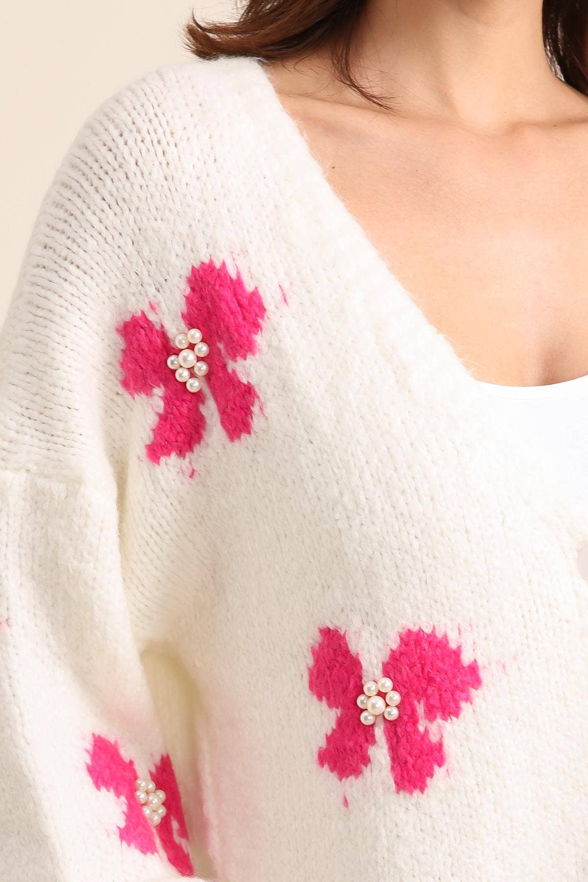 LÉA & LUC - Vente Pull en maille – femme - Gilet motif papillon avec perle REF. 2066625