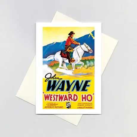 Laughing Elephant - Wholesale Everyday Greeting Card - John Wayne: Westward Ho' - Retro Movie Poster Card0