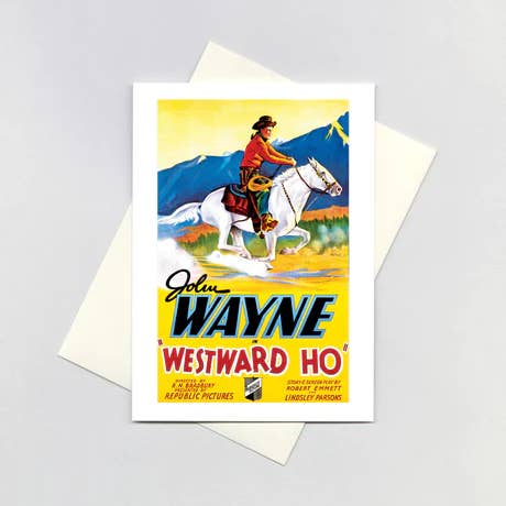 Laughing Elephant - Wholesale Everyday Greeting Card - John Wayne: Westward Ho' - Retro Movie Poster Card