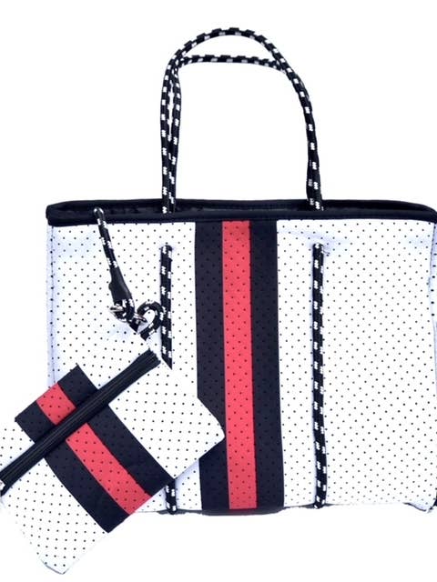 On the Go - Weiß/Rot/Schwarz Tragetasche für den Großhandel von Lolly Luella