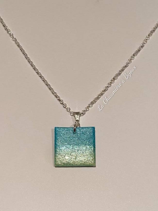 Collar cuadrado - Degradado azul perlado y amarillo para venta al por mayor de La Chaumière à Bijoux