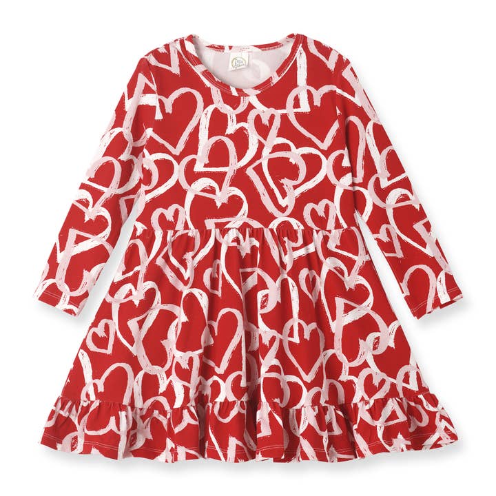 Girl Valentine's Happy Hearts Bamboo Dress for wholesale by Tesa Babe