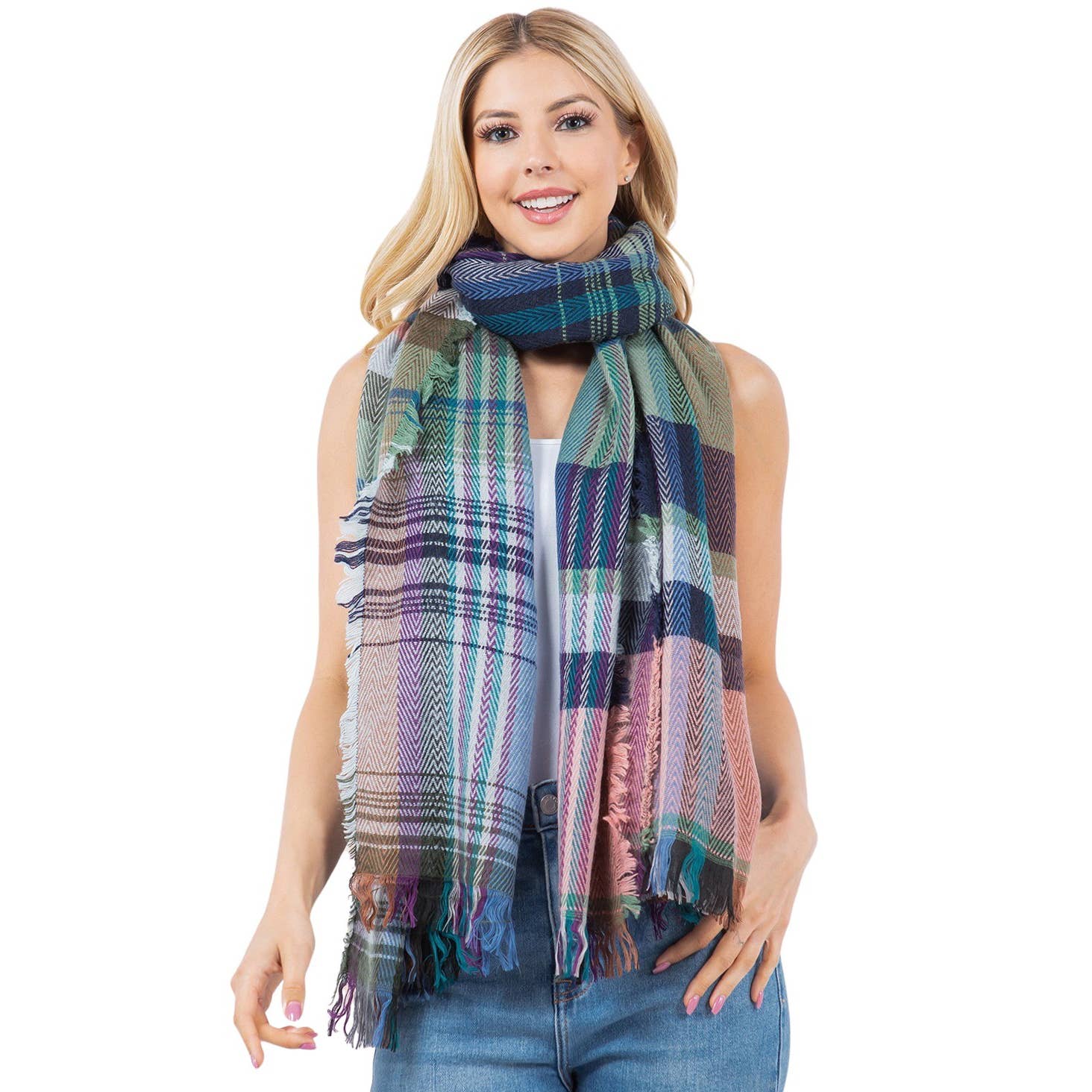 The Magic Scarf Company – wholesale Halsduk - Dam – 98B1 - Flerfärgad rutig halsduk/sjal5